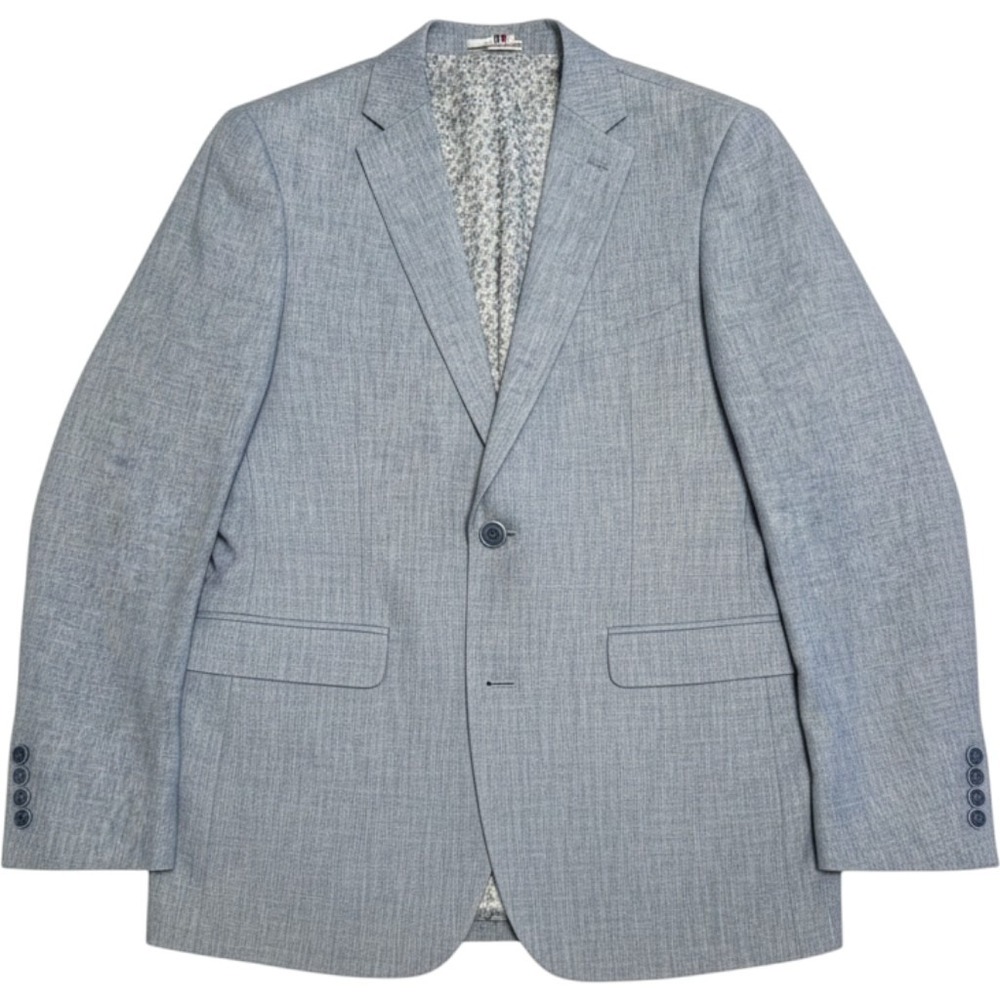 Bar III‎ Mens 40L Light Blue 100% Linen Slim Fit Blazer Floral Lining Jacket